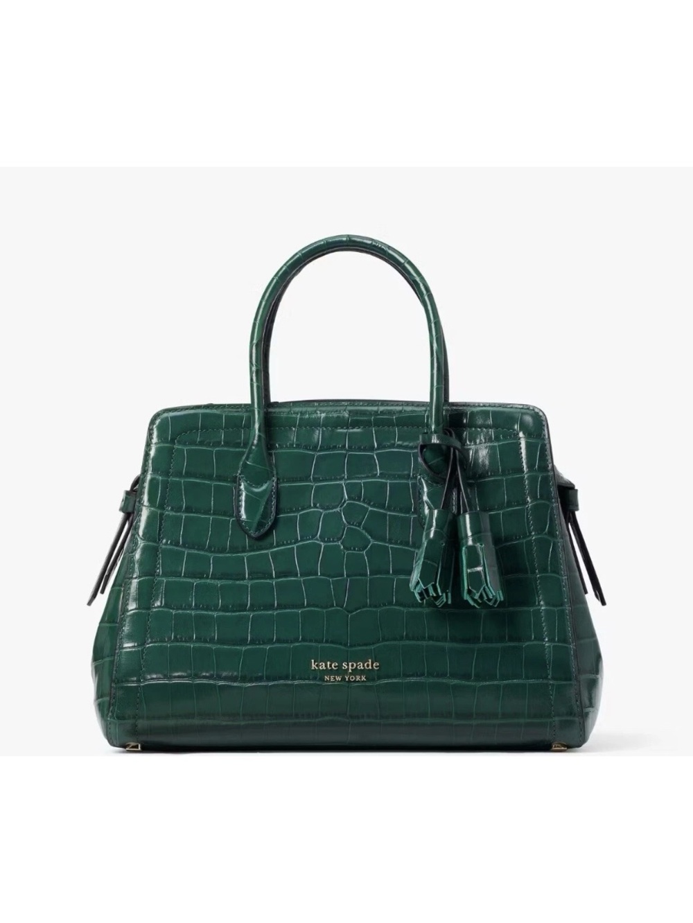 kate spade Knot-Croc-Embossed Leather Satchel with Tassel